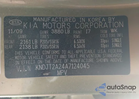 2010 Kia Soul + из США, поврежденный, VIN KNDJT2A24A7124045